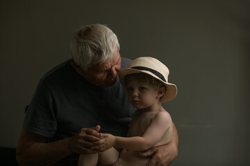 Portrait of Grandfather and Grandson in Soft Natural Light