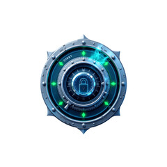 Cyber security lock symbol digital realm graphic design virtual environment futuristic concept