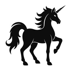 Unicorn vector clean black silhouette design white background