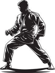 Judo athlete training silhouette vector