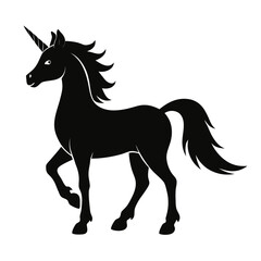 Unicorn vector clean black silhouette design white background