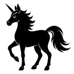 Unicorn vector clean black silhouette design white background