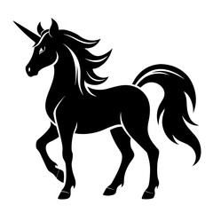 Unicorn vector clean black silhouette design white background