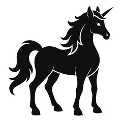 Unicorn vector clean black silhouette design white background