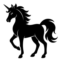 Unicorn vector clean black silhouette design white background