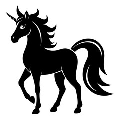 Unicorn vector clean black silhouette design white background