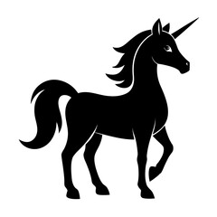 Unicorn vector clean black silhouette design white background