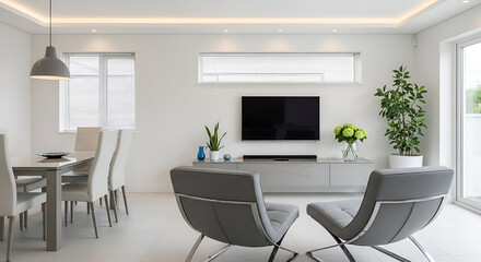 Modern Living and Dining Room Interior living room