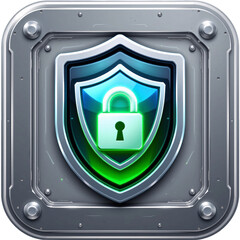 Cybersecurity shield icon digital space graphic design modern environment close-up view security concept