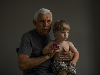 Portrait of Grandfather and Grandson in Soft Natural Light