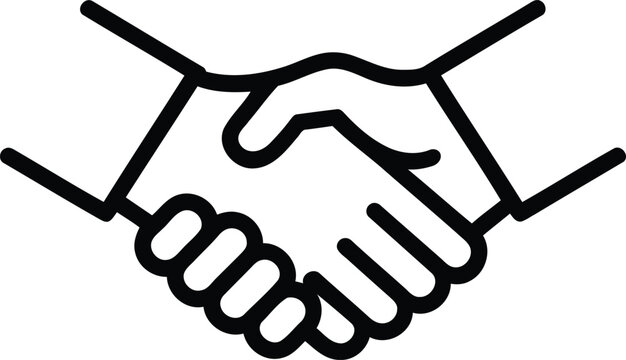 Simple handshake icon with bold lines agreement deal