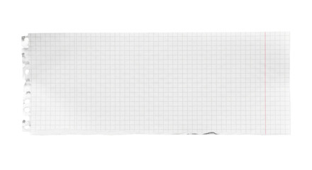 Isolated piece of torn graph paper or notepad sheet, math science education concept