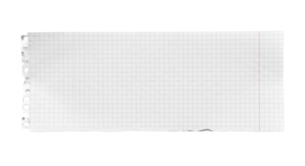 Isolated piece of torn graph paper or notepad sheet, math science education concept