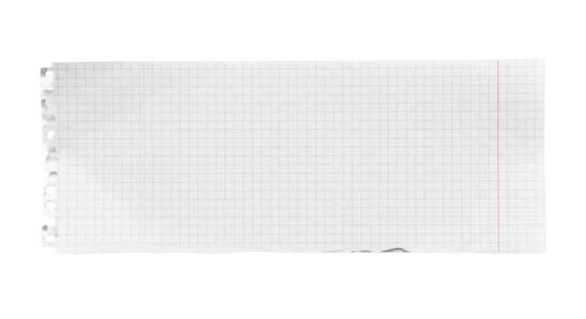 Isolated piece of torn graph paper or notepad sheet, math science education concept