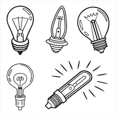 Naklejka premium xenon lamp icons set outline