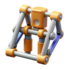 Abstract orange and gray mechanical structure isolated on transparent background