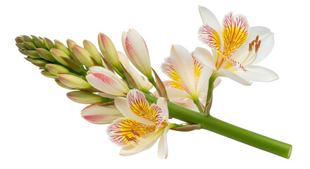Isolated Alstroemeria flower plant stem, Peruvian lily, herbaceous perennial, exotic bloom