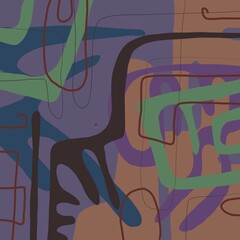 Minimal abstract image for modern interior. The picture is painted by hand on a tablet. © neurostructure