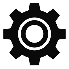 Settings gear vector clean black silhouette design white background