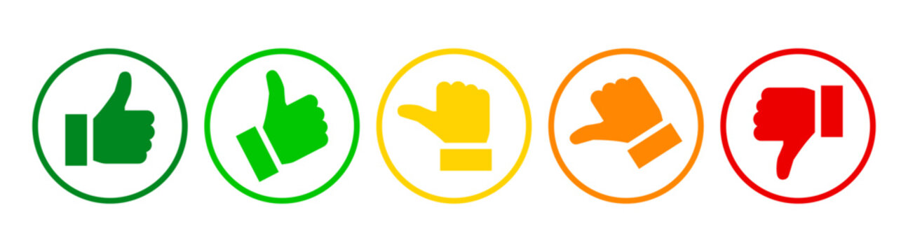 Thumb up and down icons. Like dislike feedback rating symbols vector set