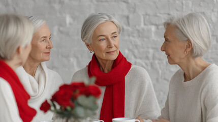 Lifelong friends catching up over coffee. Cropped shot of a group of senior female friends enjoying a lunch date. holiday, birthday, christmas