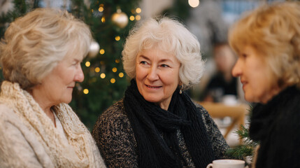 Lifelong friends catching up over coffee. Cropped shot of a group of senior female friends enjoying a lunch date. holiday, birthday, christmas