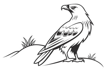 Seagull and Bare Tree Vector - Duotone Coastal/Hill Landscape Graphic