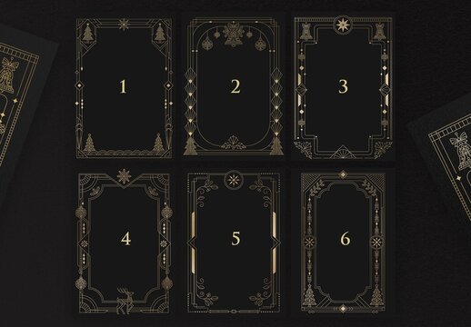 Christmas Borders & Frames in Luxury Art Deco Style with Black & Gold Hues