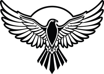 Eagle with Open Wings Silhouette Vector