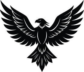 Obraz premium Eagle with Open Wings Silhouette Vector