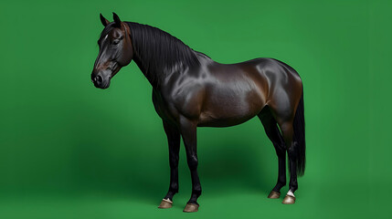 Obraz premium Elegance in Motion A Captivating Portrait of a Majestic Dark Horse