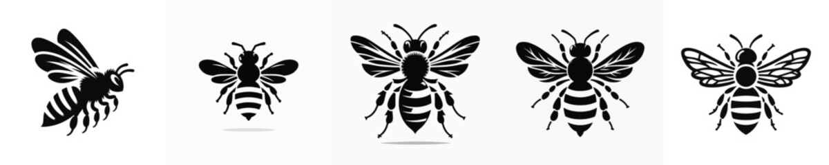 Obraz premium vector black and white silhouette of a bee