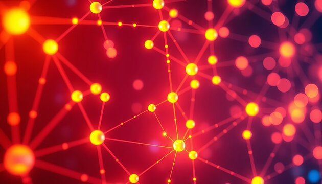 Abstract glowing network nodes representing AI,  global network,  deep learning