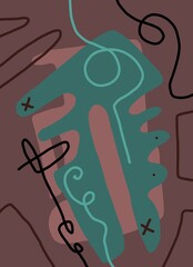 Minimal abstract image for modern interior. The picture is painted by hand on a tablet. © neurostructure