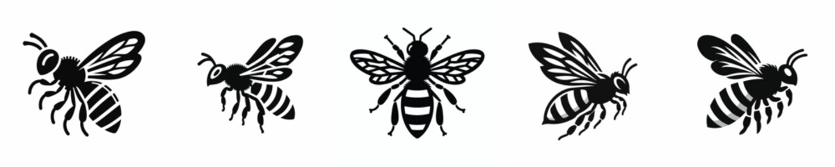 vector black and white silhouette of a bee
