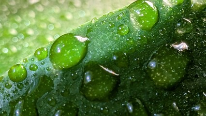 water drops on green leaf