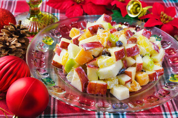 メキシコ　クリスマスのリンゴのサラダ　Mexico:Mexican apple salad　(Ensalada de manzana navideña, Ensalada navideña mexicana, Ensalada de manzana para Navidad,Ensalada navideña, Mexican Christmas Apple Salad) 
