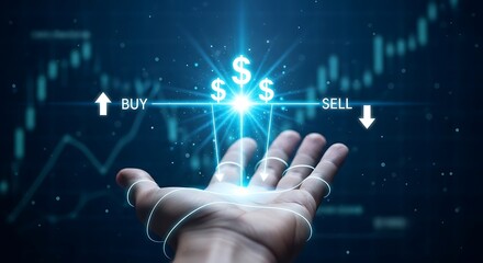 Hand reaching for glowing dollar signs symbolizing financial growth and investment opportunities