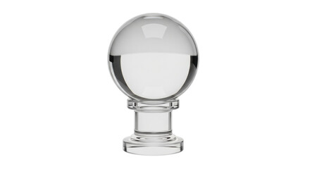 Isolated glass sphere atop pedestal, transparent, refractive, elegant, clear ball