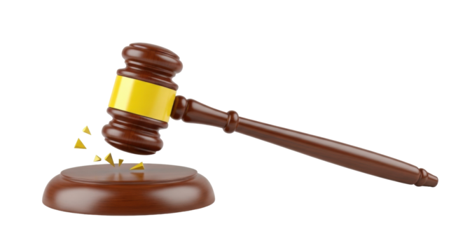 Isolated gavel with striking board for legal proceedings and auctioneer business concept