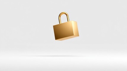 Naklejka premium Golden lock, 3D render, floating