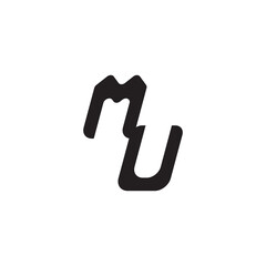 Initial Bold Logo Unique minimalist overlaping MU Monogram Simple Design Alphabet