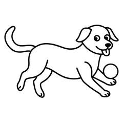Happy Puppy Playing with Ball Vector