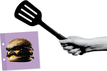 spatulas and burgers art collage