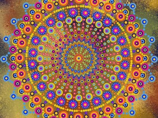 Beautiful colorful wallpaper background print with mandala bright art decor design	