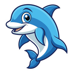 Obraz premium cute dolphin jumping with ball in ocean cartoon
