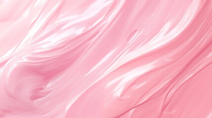 A close-up of pink lipstick flowing in a wavy pattern on a solid color background, together creating an elegant and luxurious atmosphere, suitable for beauty or cosmetics themes.