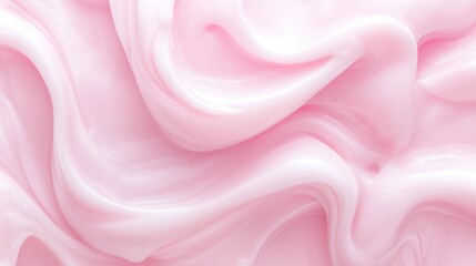 A close-up of pink lipstick flowing in a wavy pattern on a solid color background, together creating an elegant and luxurious atmosphere, suitable for beauty or cosmetics themes.