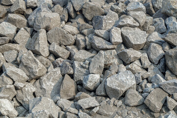 Pile of crushed stone for construction