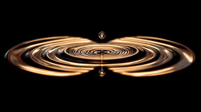A single drop of water creating a ripple effect on a reflective surface.
